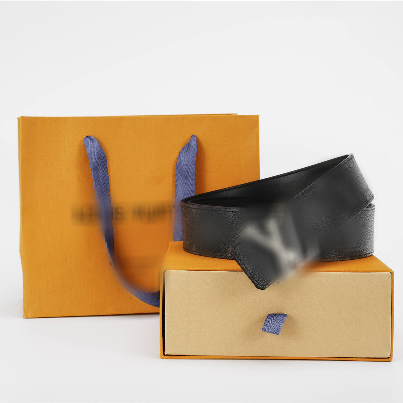 LV- Men's Black Belt Grey Pattern